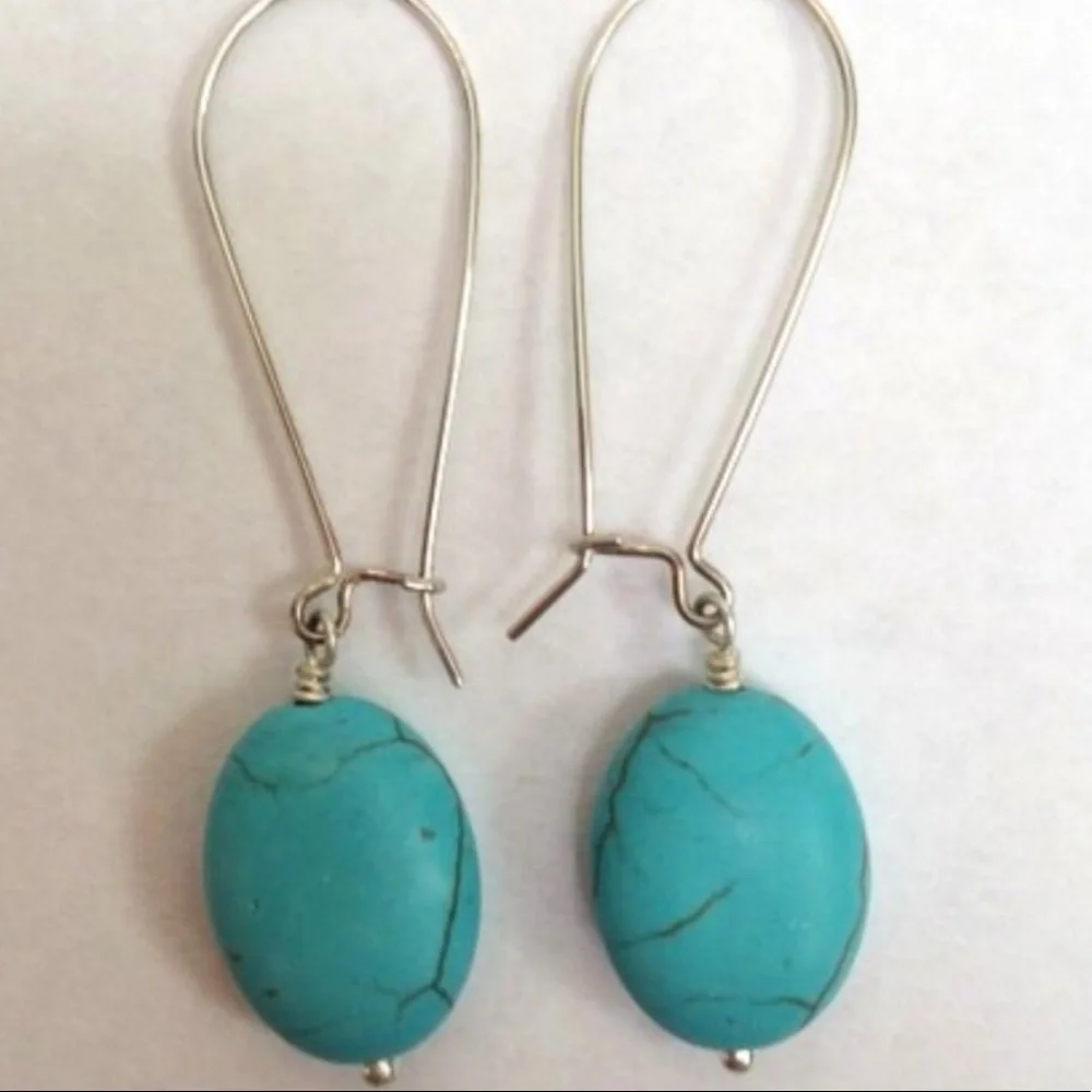 Stella & Dot Retired🧞‍♂️Turquoise Sea Drop Earrings - Picture 3 of 5